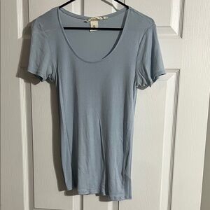 Elegant Sky Blue Women's Short Sleeve Top